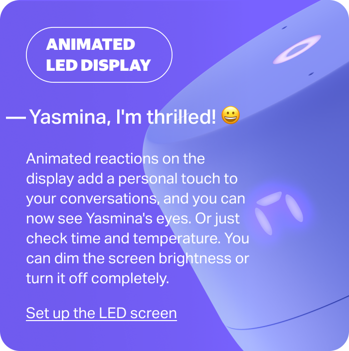 ANIMATED LED DISPLAY. «Yasmina, I'm thrilled!»